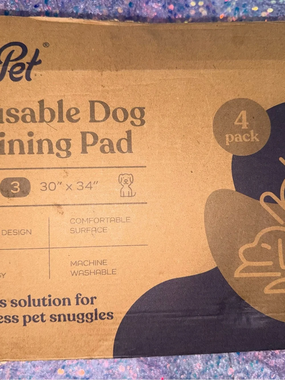 Reusable Gray Paw-Print Dog Training Pad - Absorbent and Washable-4 pack